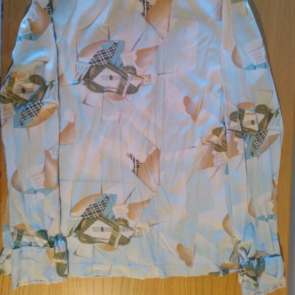 Vintage Cortini Knit Abstract Geometric Polyester Disco Shirt - Picture 6 of 7